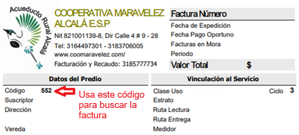 Guía para encontrar el código de factura